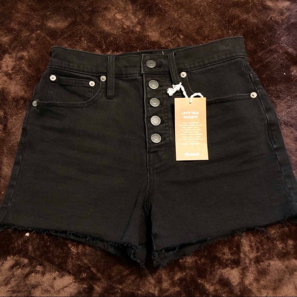 NWT Madewell Black Denim Shorts Size 25